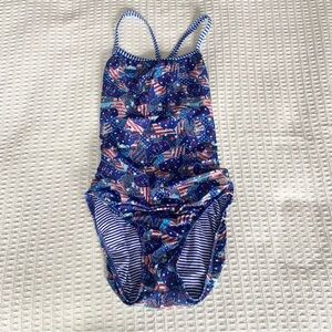 Dolfin Swim One Piece - Blue and Red Stars and Stripes size 40